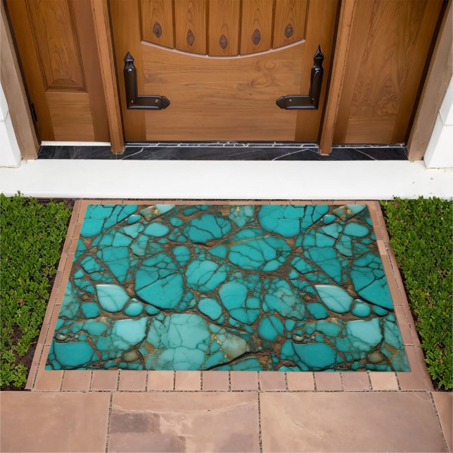 Turquoise Stone Crystals  Doormat (Outdoor)