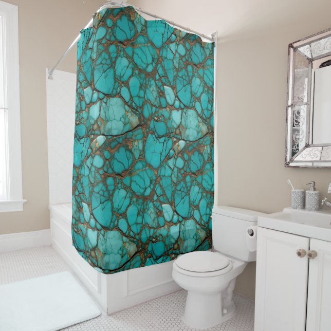 Turquoise Stone Crystals  Shower Curtain (In Situ)