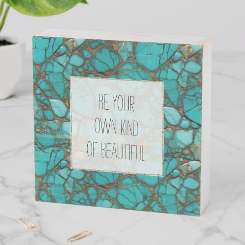 Turquoise Stone Crystals  Wooden Box Sign