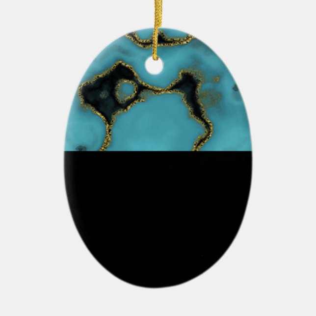 Turquoise Stone Gold and Black Ceramic Ornament (Front)