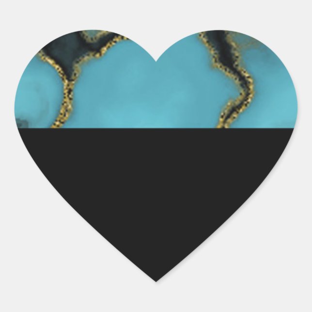 Turquoise Stone Gold and Black Heart Sticker (Front)