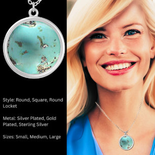 Turquoise Stone Image Silver Plated Round Necklace