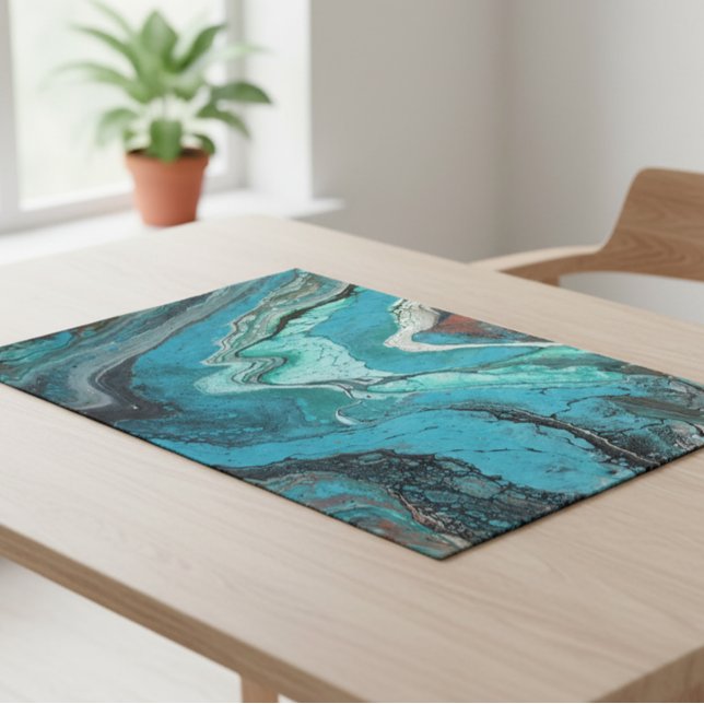 Turquoise Stone Marble Unique Blue Cloth Placemat (Creator Uploaded)