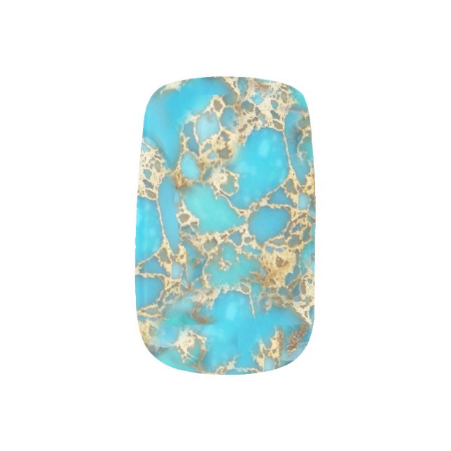 turquoise stone minx nail art (Left Thumb)