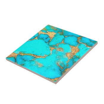 Turquoise Stone Photo  Ceramic Tile by amoredesign at Zazzle