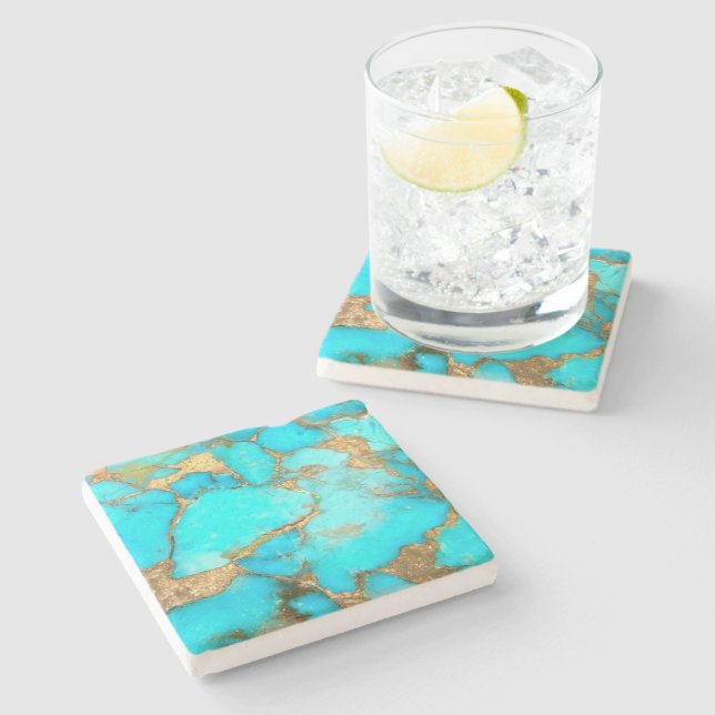 turquoise stone photo coaster (Side)