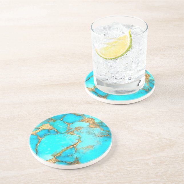 turquoise stone photo coaster (Side)
