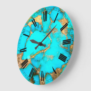 turquoise stone photo large clock