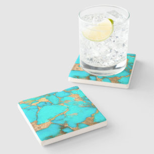 turquoise stone photo stone coaster