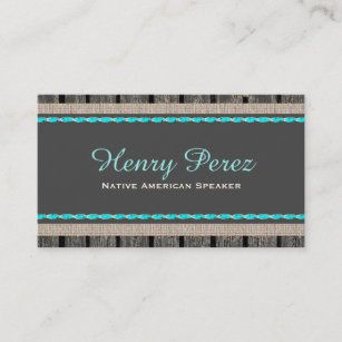 Turquoise Stone Rustic Wood Plain Business Cards