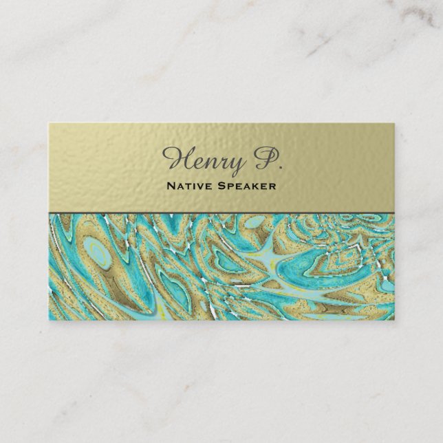 Turquoise Stone Rustic Wood Plain Business Cards (Front)