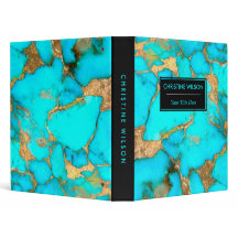 turquoise stone texture 3 ring binder
