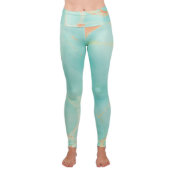 Turquoise Stone Yoga Fold-Over Waist Leggings (Front)