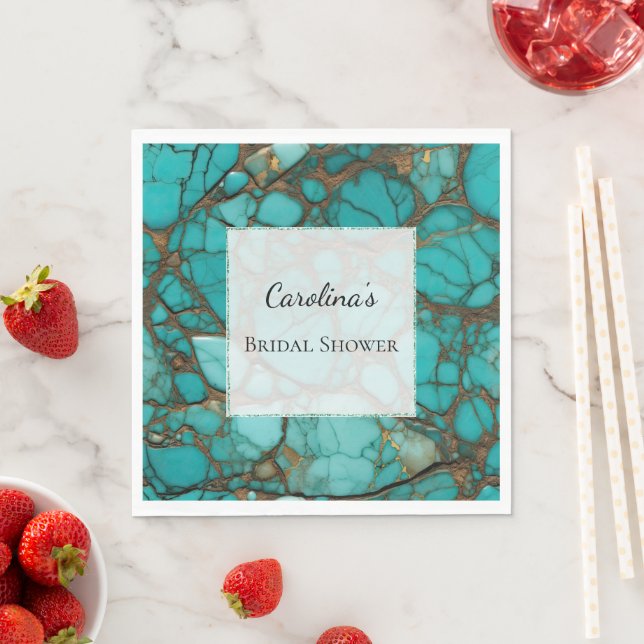 Turquoise Stones Bridal Shower Napkins (Insitu)