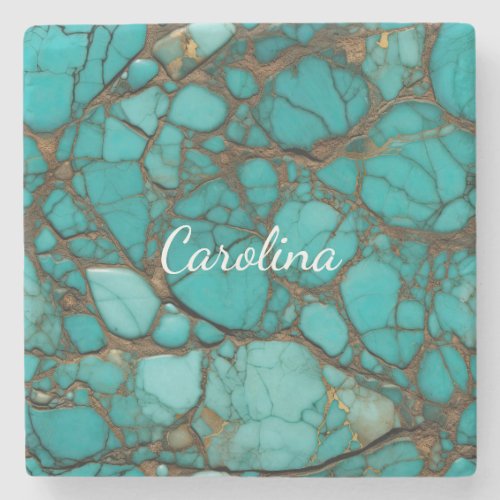 Turquoise Stones Bridal Shower Stone Coaster