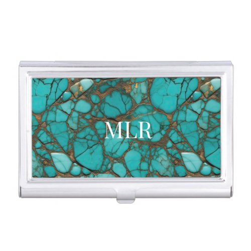 Turquoise Stones  Business Card Case