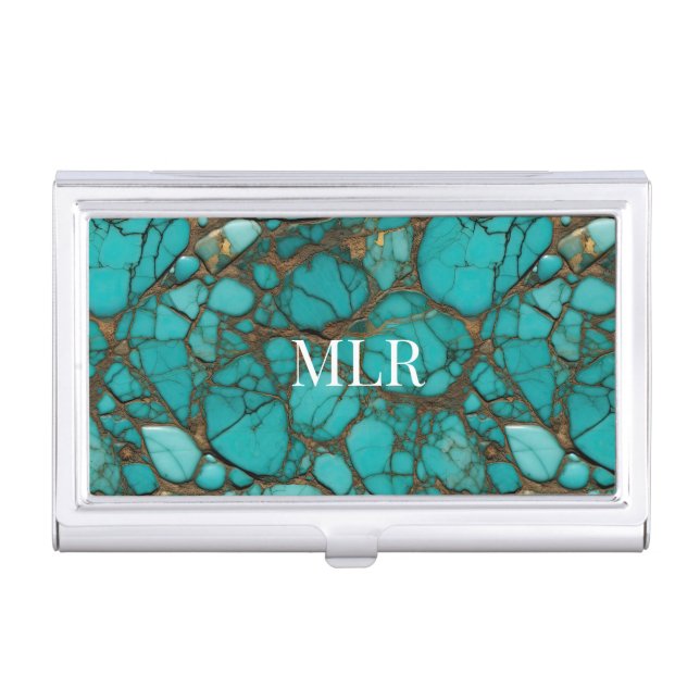 Turquoise Stones  Business Card Case (Front)