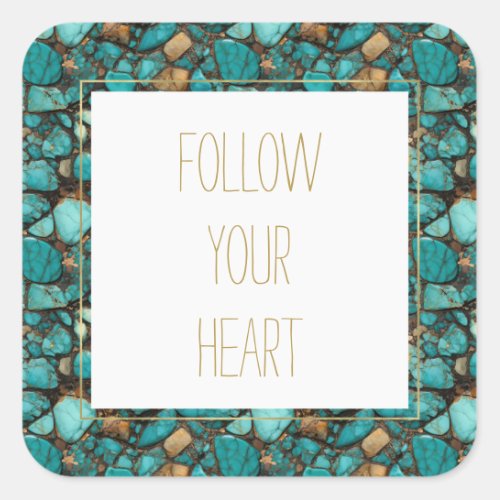 Turquoise Stones  Square Sticker