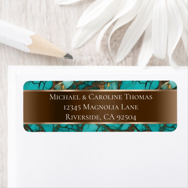 Turquoise Stones Wedding Label (Insitu)
