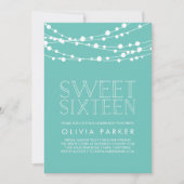 Turquoise String Lights Sweet Sixteen Invitation | Zazzle