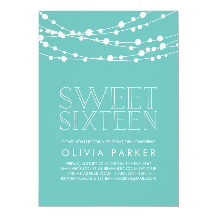 Turquoise Sweet 16 Invitations 2