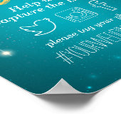 Turquoise String Lights Wedding Oh Snap Hashtag Poster | Zazzle