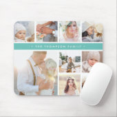 Turquoise Stripe Photo Collage Mouse Pad (With Mouse)