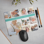 Turquoise Stripe Photo Collage Mouse Pad at Zazzle