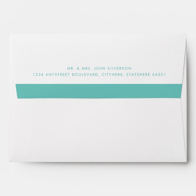 Turquoise Stripe Return Address Mailing Envelope (Back (Top Flap))