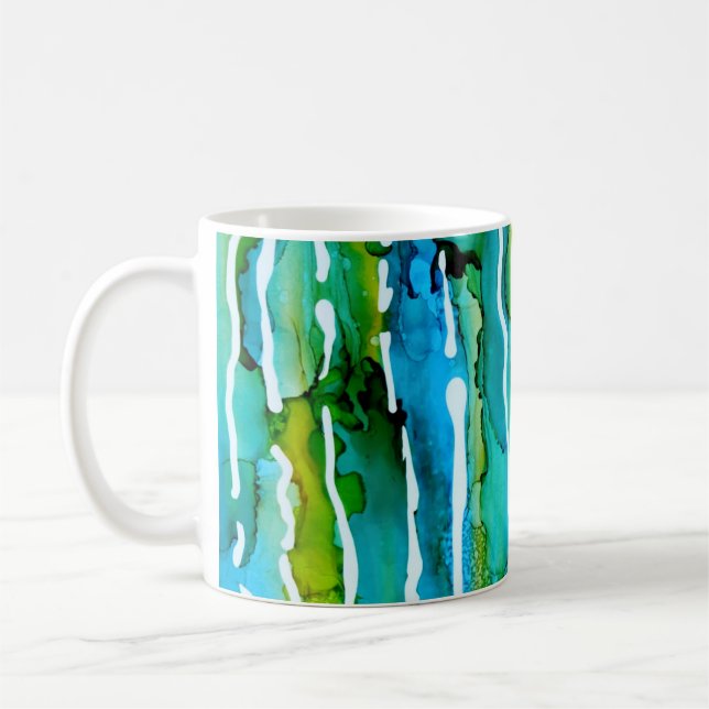 Turquoise Stripe Summer Bright Colors Mug (Left)