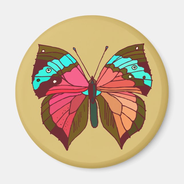 Turquoise Striped Butterfly Magnet (Front)