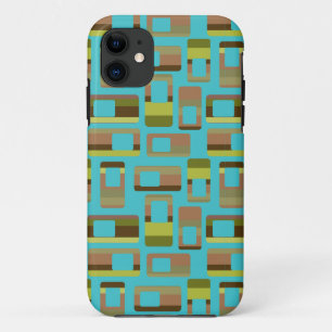 Turquoise Striped Rectangles iPhone 11 Case