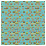Turquoise Striped Rectangles  Fabric