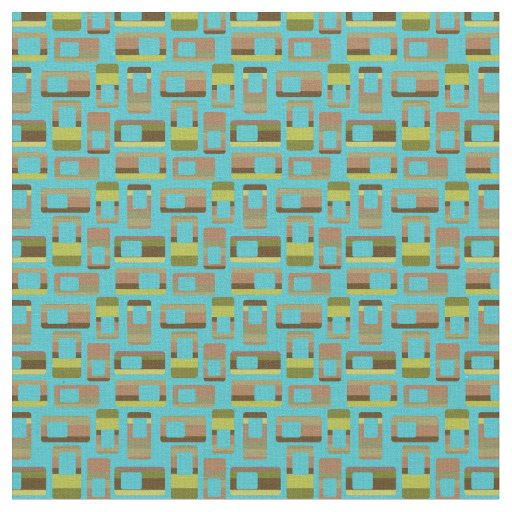 Turquoise Striped Rectangles  Fabric