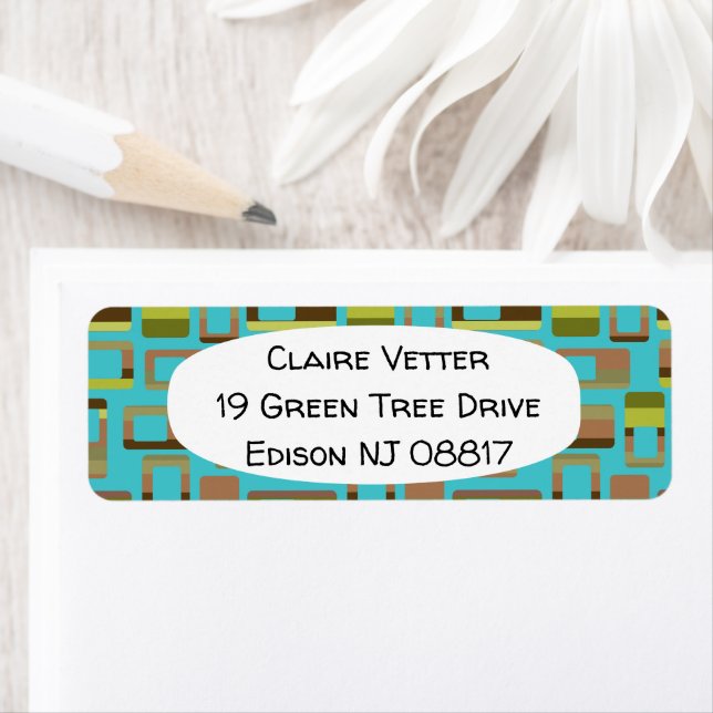 Turquoise Striped Rectangles  Label (Insitu)