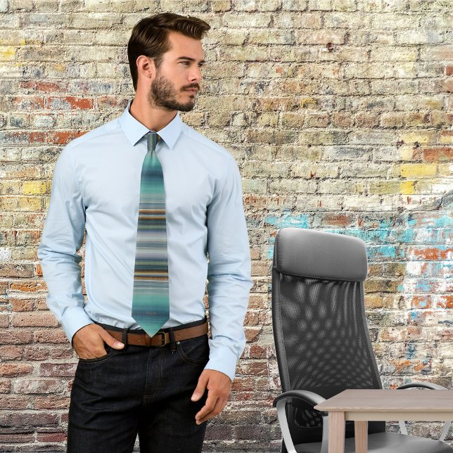 Turquoise stripes abstract contemporary monograms neck tie (Creator Uploaded)