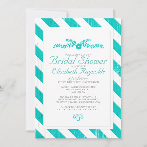Turquoise Stripes Bridal Shower Invitations