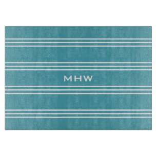 Turquoise Stripes custom monogram cutting boards