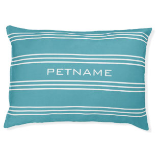 Turquoise Stripes custom monogram dog beds