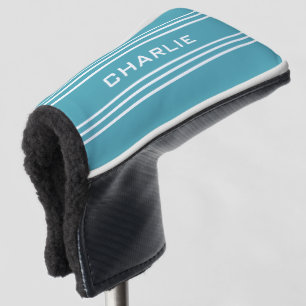 Turquoise Stripes custom monogram putter cover