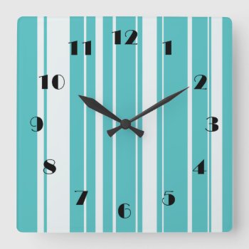 Turquoise Stripes Pattern Wall Clock by EmptyCanvas at Zazzle