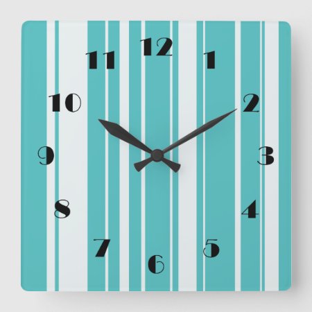 Turquoise Stripes Pattern Wall Clock