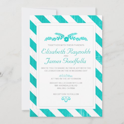 Turquoise Stripes Wedding Invitations