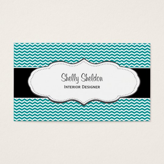 Turquoise Stylish Chevron Business Cards
