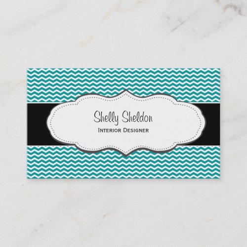 Turquoise Stylish Chevron Business Cards