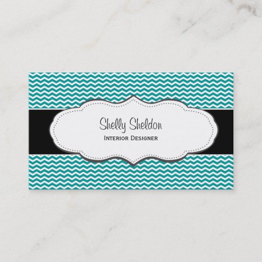 Customizable Turquoise Stylish Chevron Business Cards