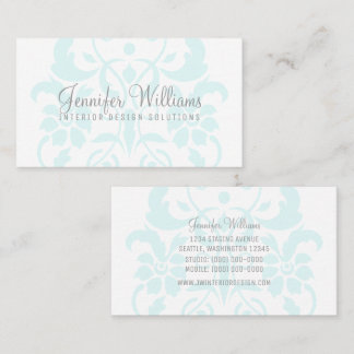 Turquoise Subtle Damask Business Card