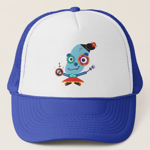 Turquoise Sugar Skull Mexican Day of the Dead Trucker Hat