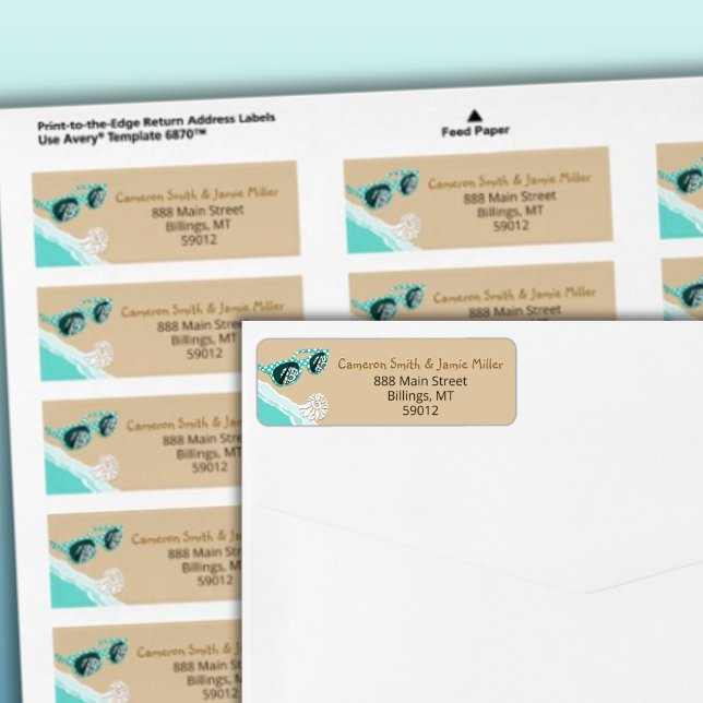 Turquoise Sun Glasses Beach Return Address Label (Turquoise Sun Glasses Beach Return Address Label)
