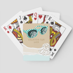 Turquoise Sun Glasses Mirror Shell Beach Vacation Poker Cards
